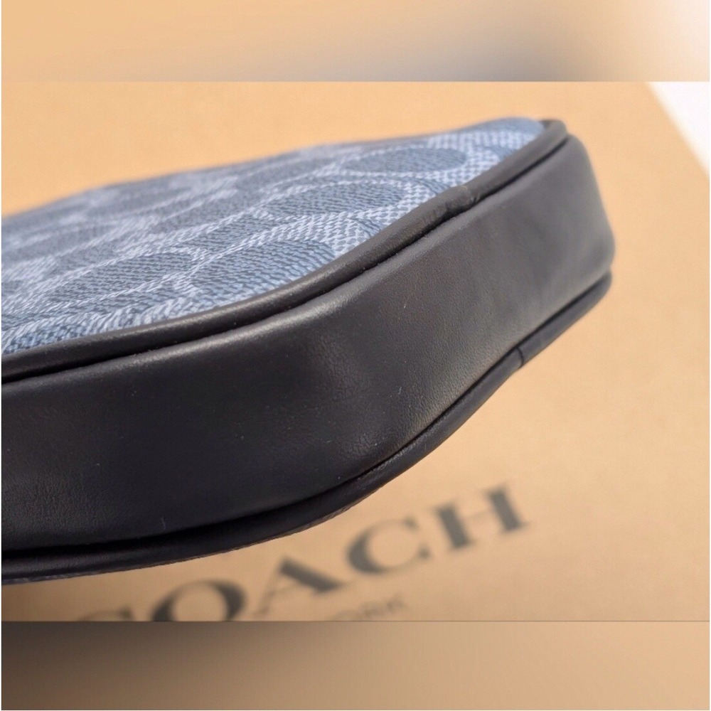 Coach Aden Crossbody Bag NWT Signature Canvas Blue Jacquard Leather Trim - Picture 6 of 13